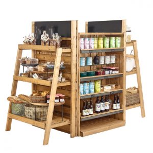 Wooden, Rustic, Natural, Fit out, Retail, Central Display, Gondolas, Supermarket, Food Hall, Farm Shop, Island
