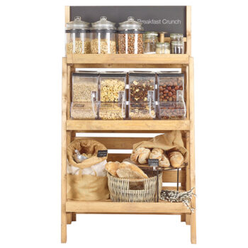 Retail wooden shelving display unit, organic display equipment, A-Frame wholefood