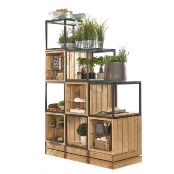 Warehouse-Houseplants-Cube-and-Crates, retail display, shop shelving, front of store, gift shop