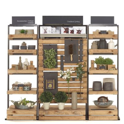 Pantry-Mid-Height-Tallboys-with-central-Slatrack-panel, wooden shelving, modular display system, free standing, gift shop