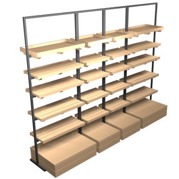 Garden Centre wooden Shelving System, Wall Display Units, Modular display equipment, Farm Shops, Supermarkets, Convenience Store, Retail Display Unit