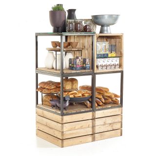 Bakery-island-display, front-of-store-cubes, Wooden-shop-centre-gondola