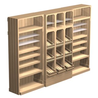 Modular-wooden-retail-shelving-with-central-feature