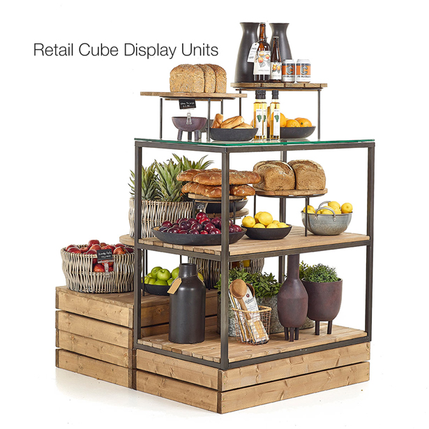 Wood and Metal, Rustic, Natural, Fit out, Retail, Central Display, Gifts, Food Hall, Farm Shop
