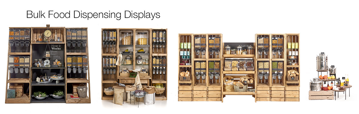 Wooden Rustic Natural Displays. Shop Fit out. Bulk Nuts and Pulses. Retail Display. Sustainable Shopping, Supermarket, Convenience Store