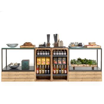 retail display system with open cubes, open counter display