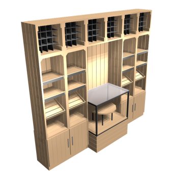 wine-shop-shelving-4m-Wine-Wall-with-Tasting-Cube,dine, drink, restaurant shelving, In-store display