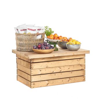 Chunky wooden food-hall low level display