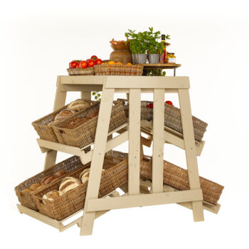 Wicker baskets, Fruit & Veg, Bread, General store Display, FSDU, Wooden, Rustic, Natural, Retail