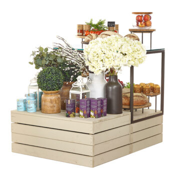 Front-of-store rustic display cube