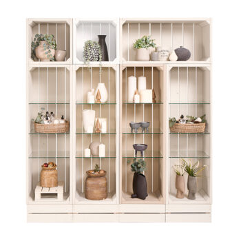 painted timber gallery shelving system