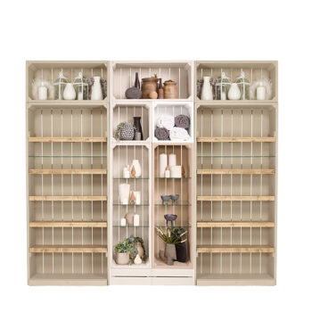 Wooden shop shelving. painted units for beautiful gift displays