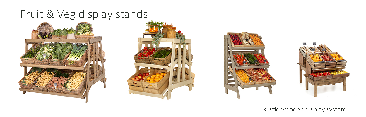 multi-tier-fruit&veg display stands. Grocery store units
