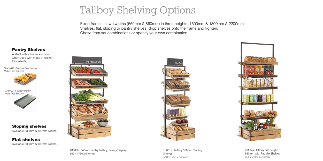 Tallboy shelving options